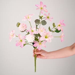 Bouquet de lys artificiels en soie, fleurs teintées à la main, décoration de salon - Product Image 2