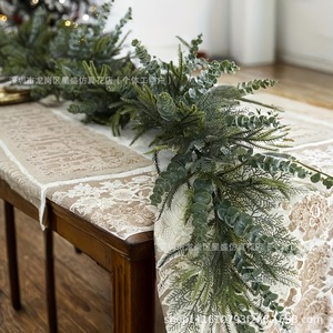 Guirnalda Navideña Artificial con Ramas de Pino, Eucalipto y Cedro, Flores de Seda, Decoración de Pared para Interiores, Guirnaldas Largas - Product Image 5