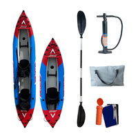 Canoë gonflable en PVC de 365 cm (12 pieds) pour 2 personnes avec plancher en tapis gonflable, 2 pagaies en aluminium, 2 sièges, kayak pour la pêche en mer