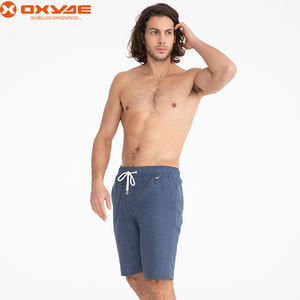 Shorts décontractés en coton et lin pour hommes de qualité de marque Design de motif de Bermudes respirant avec taille élastique taille moyenne - Product Image 6