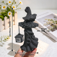 Statue de sorcière sans visage en cristal naturel sculptée à la main avec lanterne pour décoration d'Halloween