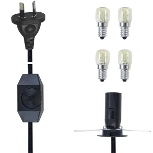 Heavy Gauge Extension Himalayan E14 Lamp Salt Electric Power Cord Set With Dimmer Floor Switch