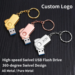 แฟลชไดรฟ์ USB แบบหมุนได้รุ่นใหม่ Thumb Metal Swivel Mini พร้อมโลโก้แบบกำหนดเอง พวงกุญแจ USB 2.0/3.0 สีทอง เงิน ชมพู - Product Image 4