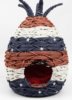 Lit pour animaux de compagnie en coton 100% fait main, lavable, de luxe, avec un design patriotique à étoiles et rayures rouges, blancs et bleus, coussin en peluche pour chats