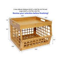 Panier de rangement en bambou avec couvercle, empilable, à ouverture frontale, polyvalent, pour cuisine, garde-manger, ou comme plateau de service
