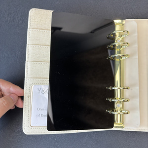 Cruscotti in acrilico nero opaco copertura raccoglitore A6 fai da te Notebook 6 fori oro argento metallo rotondo anello acrilico divisori per Budgeting - Product Image 2