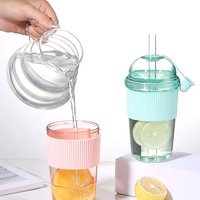 Bouteille d'eau en plastique Boba réutilisable sans BPA de 430ml 14.3oz avec couvercle à smoothie, paille, gobelet à sublimation pour café Boba
