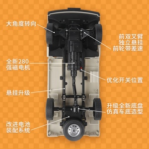 Nouveau camion tout-terrain RC WPL D-14 1:10 4WD avec construction métallique 2,4 GHz et chargeur pour adultes - Product Image 3