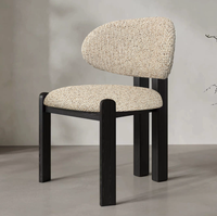 Chaise de salle à manger en bois massif de style rétro français avec dossier incurvé et assise en tissu pour restaurant et hôtel (vente en gros)