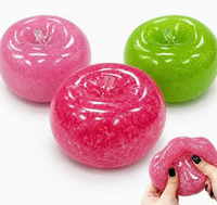 Jouet anti-stress souple et moelleux en forme de pomme translucide brillante à remontée lente