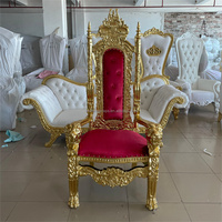 Chaises de roi et de reine de luxe en or Chaises de trône royal pour événements Fête de mariage