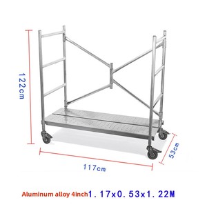 Plateforme d'échafaudage mobile pliable en aluminium avec freins, chariots à roulettes, échafaudage de construction portable, établi et <span class=keywords><strong>plateau</strong></span> à outils - Product Image 6