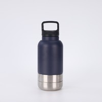 32oz 3-Schichtige Abnehmbare Hunde-Reisewasserflasche 304 Edelstahl Vakuumisolierte Haustier-Wasserflasche mit Schüsseln für Spaziergänge
