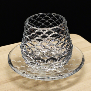 Ensemble de tasses <span class=keywords><strong>à</strong></span> thé et soucoupes en forme de cylindre <span class=keywords><strong>marocain</strong></span> classique moderne de 100ml conçu sur mesure pour un usage quotidien en <span class=keywords><strong>verre</strong></span> de <span class=keywords><strong>cristal</strong></span> - Product Image 1