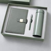 Ensemble Cadeau de Luxe Personnalisable pour Entreprises : Carnet A5 en Cuir PU Bleu, Stylo, Mug Isotherme et Clé USB