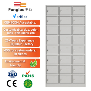 Casier métallique à 24 portes facile à assembler avec clé, en acier laminé à froid, pour le rangement des chaussures, idéal pour le personnel, la salle de sport, l'école - Product Image 1