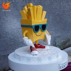 만화 감자 튀김 유리 섬유 조각, 패스트 푸드 레스토랑 환영 장식, 음식 테마 F & B 체크인 장식 - Product Image 2