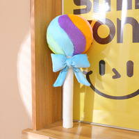 Coussin en peluche doux en forme de sucette arc-en-ciel, poupée en tissu mignonne, cadeau d'anniversaire créatif pour enfants, anti-stress, lavable