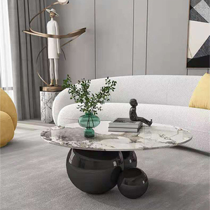 Bàn trà nhỏ thiết kế sang trọng nhẹ nhàng, hình dáng đặc biệt, kiểu tròn đơn giản, chất liệu đá sintered Ý, dùng trong gia đình, phòng khách - Product Image 5