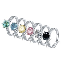 Perhiasan Grosir Perhiasan Halus Cincin Jari 925 Perak Murni Moissanite 2 Karat
