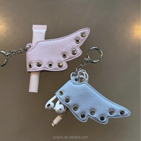 Porte-clés de luxe en cuir PU avec rivets décoratifs pour baume à lèvres, rouge à lèvres, brillant à lèvres, étui, pochette, sac, breloque, cadeau
