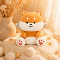 Peluche chiot avec sourire brodé et coussinets en forme de cœur corail, chien en peluche doux avec ailes d'ange pour décoration de bureau et cadeau confortable