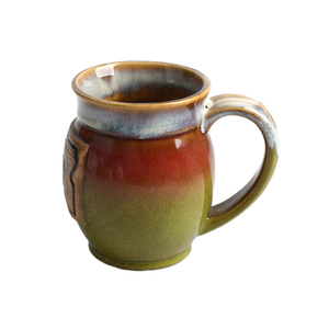 <span class=keywords><strong>แก้ว</strong></span>เซรามิคลายนูนสำหรับให้เป็นของขวัญถ้วยเซรามิกเคลือบสีเขียวน้ำตาลทำด้วยมือโลโก้ได้ตามต้องการ - Product Image 3