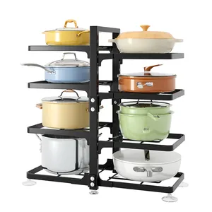 Multi Ply Heavy Duty Pot and Pan Rack Detachable Holder Metal Frame for Kitchen Pantry Storage