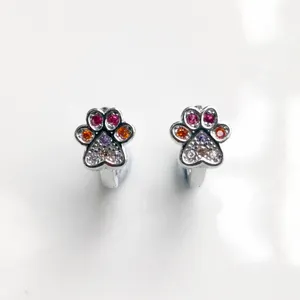 Customized Women Print Earrings Studs Fine Jewelry Rhodium Plated 925 Sterling Silver Cute Animal Earrings