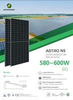 Module solaire bifacial Astronergy N5 580w-600w 182mm pour panneaux Topcon N-Type demi-cellules Cadre argenté CHSM72N(DG)/F-BH
