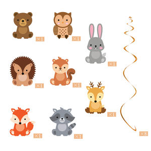 Personalizable <span class=keywords><strong>zorro</strong></span> y mapache cumpleaños bandera colgante flor Decoración Para Fiesta infantil al por mayor decoraciones de fiesta personalizadas - Product Image 4