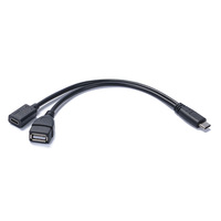 Câble OTG 2-en-1 Type-C avec connecteurs USB-A/USB-C, adaptateur rechargeable PD10W pour le streaming en direct et l'utilisation de cartes son