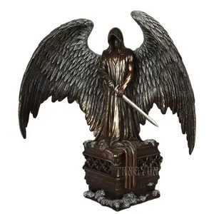 큰 날개 수호 천사 청동 동상을 가진 금속 금관 악기 큰 천사 조각품