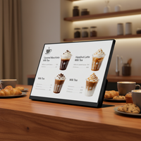 Écran de menu numérique Android en plastique de 23,8 pouces, WiFi, mobile, à cadre étroit, OEM, CMS intégré, HD, pour restaurants et centres commerciaux