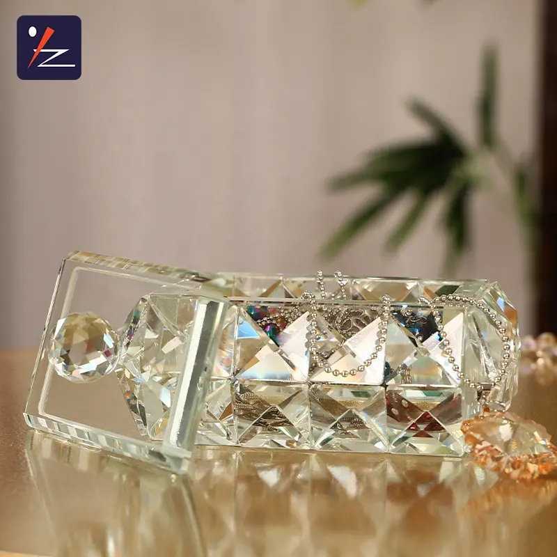 Glass Crystals Luxury Jewelry Box K5 Crystal Jewel Glass Box Jewelry Box