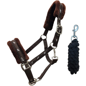 Offre spéciale, vente en gros, confortable, doux, magnifiquement rembourré, bandeau et couvre-chef, licou de cheval avec corde - Product Image 1