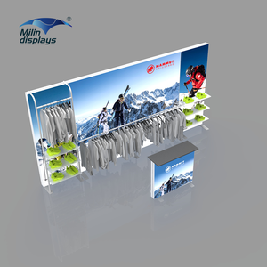 Stand de Exhibición LED de <span class=keywords><strong>10x10</strong></span> pies, Portátil, Personalizable, con Caja de Luz de Tela, Exhibidores para Ferias Comerciales, Fondo Retroiluminado con Estante para <span class=keywords><strong>Ropa</strong></span> - Product Image 3
