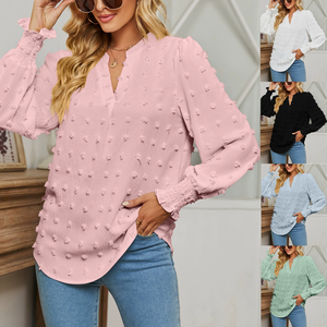 black and white polka dot chiffon blouse