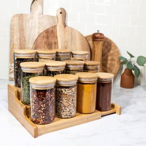 Kitchen High Quality Clear Storage Glass <b>Spice</b> <b>Jar</b> with Bamboo Lids Hand Blown Mason <b>Jar</b> Cover - Product Image 4