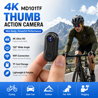4K/1080p Thumb Action Kamera MD101 Mini Spor Kamerası 120 Geniş Açı IP67 Su Geçirmez WiFi Giyilebilir Taşınabilir Bisiklet Kamerası Video Kaydedici