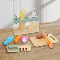 Set Dapur Mini Mainan untuk Anak-Anak, Peralatan Memasak Pura-Pura dengan Bahan Kayu dan PC, Set Mainan Prasekolah dalam Kemasan Kotak