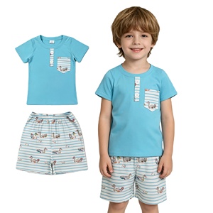 Conjunto de Ropa de Verano para Bebé Niño, Camiseta y Pantalones Cortos con Estampado de Patos Mallard, Estilo Casual, 2 Piezas, Ropa para Hermanos - Product Image 1