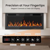 Cheminée électrique murale réaliste à 12 couleurs avec insert de 50 pouces, 1500 W, montée au mur, minuterie programmable sur 12 heures