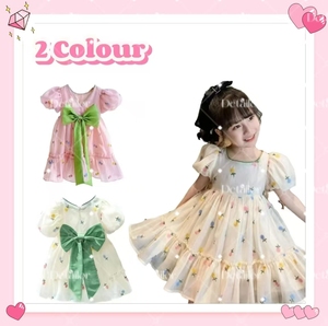 Vestido para niños y niñas <span class=keywords><strong>con</strong></span> bordado de flores, mangas abullonadas, escote cuadrado, adecuado para salidas o reuniones diarias - Product Image 2