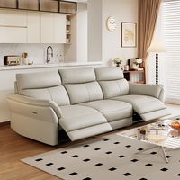 Canapé d'Angle Intelligent Électrique en Cuir, Design Moderne, Multifonctionnel et Extensible, avec Relax pour Salon