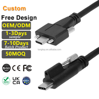 Cable USB-C de Longitud Personalizada LUNG KAY, Cable Tipo-C Blindado de 10 Gbps con Bloqueo de Rosca, Carga Rápida de 5 A, Industrial, CE, RoHS
