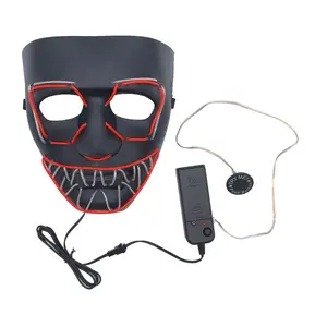 LED incandescente maschera Halloween Light Up Costume Cosplay puntelli Party 4 modalità di illuminazione Premium PP spaventoso EL Wire Party Mask