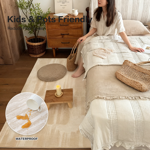 Dsermer Tappeto per <span class=keywords><strong>Soggiorno</strong></span> Grandi <span class=keywords><strong>Tappeti</strong></span> a Tinta Unita Impermeabili e Antimacchia Stile Crema Tappeto Moderno Minimalista - Product Image 4
