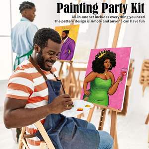 Adultes pour l'<span class=keywords><strong>amour</strong></span> thème date nuit jeux toile Art Set pré-dessiné Sip peinture Kit avec contour pour couple chaussures portraits sujets - Product Image 4