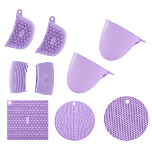 Buytuy Silicone <b>Heat</b> Insulating <b>Pad</b> Set Square Irregular Shape Solid Color For Kitchen Cooking Tool Sets - Product Image 4